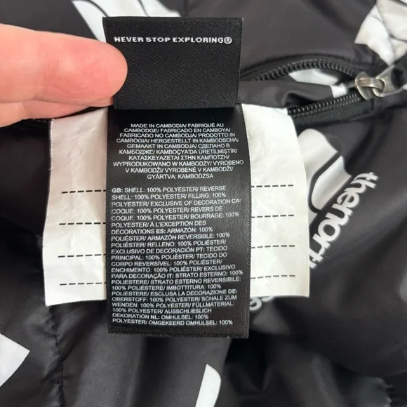 The North Face Boys Reversible Perrito Hooded Jacket XL (14/16) Black Logo - Picture 14 of 16